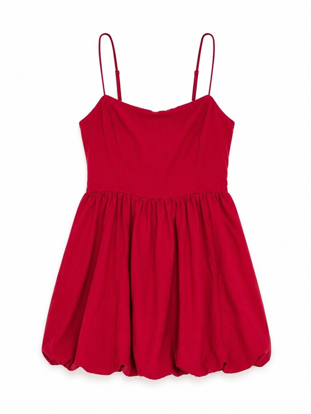 Lush Pink Red Linen Blend Fit & Flare Mini Dress Spaghetti Strap Size M